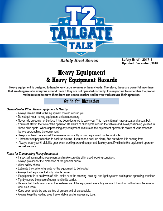 Heavy equipment and heavy equipment hazards
